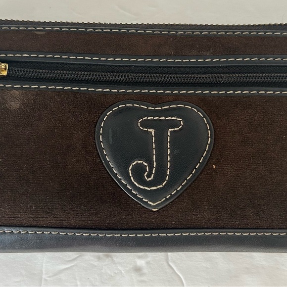 Juicy Couture vintage brown suede with creme color Crest Wallet. - Picture 2 of 11
